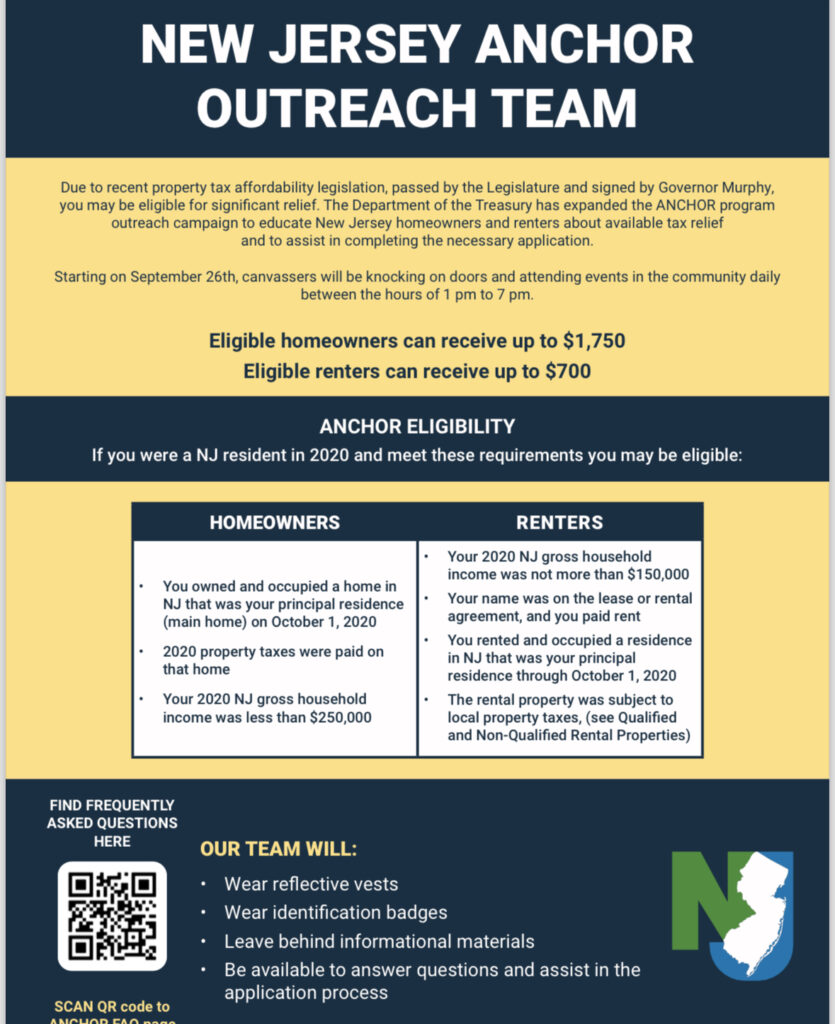 NJ Treasury ANCHOR Program Canvassing - Township of Washington